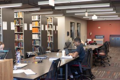 students studying at tables