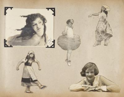 black and white photos of women in a scrapbook