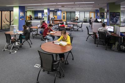 students studying at tables