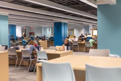 students studying at tables